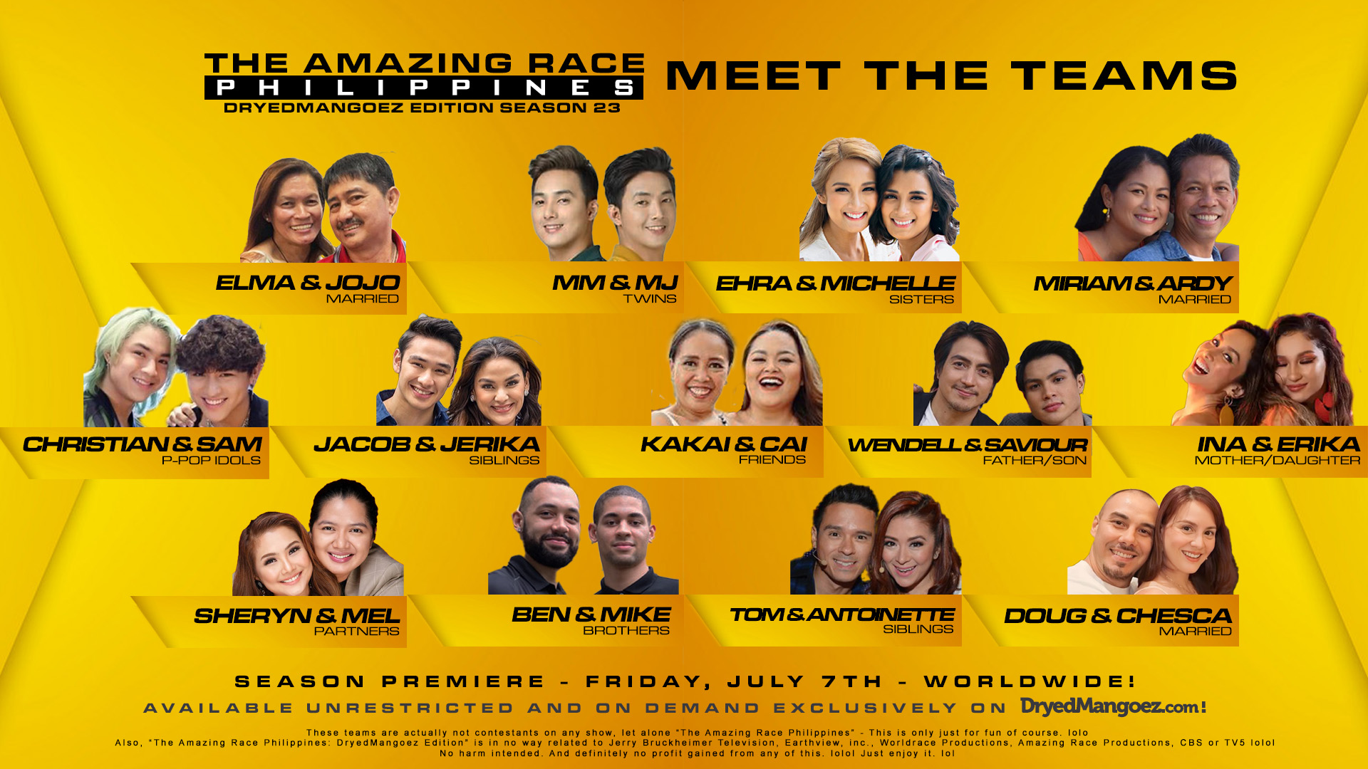 Meet the Teams of The Amazing Race Philippines: DryedMangoez Edition Season 23!